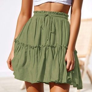 High Waist Drawstring Mini Skirt
